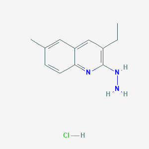 molecular formula C12H16ClN3 B13752287 3-Ethyl-2-hydrazino-6-methylquinoline hydrochloride CAS No. 1173043-87-2