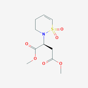 molecular formula C10H15NO6S B13752341 Butanedioic acid,2-(3,4-dihydro-1,1-dioxido-2H-1,2-thiazin-2-yl)-,1,4-dimethyl ester,(2S)- 
