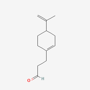 molecular formula C12H18O B13752367 1-Cyclohexene-1-propanal, 4-(1-methylethenyl)- CAS No. 53510-39-7