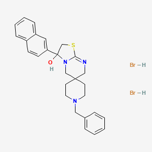 molecular formula C27H31Br2N3OS B13752446 Spiro(piperidine-4,6'(7'H)-(5H)thiazolo(3,2-a)pyrimidin)-3'-ol, 2',3'-dihydro-3'-(2-naphthalenyl)-1-(phenylmethyl)-, dihydrobromide CAS No. 52419-69-9