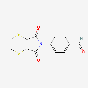 molecular formula C13H9NO3S2 B13752469 Benzaldehyde, 4-(2,3,5,7-tetrahydro-5,7-dioxo-6H-1,4-dithiino(2,3-c)pyrrol-6-yl)- CAS No. 54627-05-3