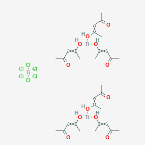 molecular formula C30H48Cl6O12Ti3-2 B13752487 Bis[tris(2,4-pentanedionato)titanium(iv)]hexachlorotitanate(iv) 