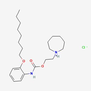 molecular formula C23H39ClN2O3 B13752492 Carbanilic acid, o-(octyloxy)-, 2-(hexahydro-1H-azepin-1-yl)ethyl ester, hydrochloride CAS No. 60558-19-2
