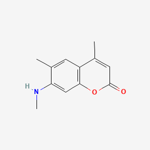molecular formula C12H13NO2 B13752500 4,6-Dimethyl-7-methylaminocoumarin CAS No. 26078-24-0