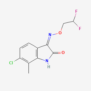 molecular formula C11H9ClF2N2O2 B13752505 (3Z)-6-chloro-3-(2,2-difluoroethoxyimino)-7-methyl-1H-indol-2-one 