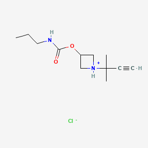 molecular formula C12H21ClN2O2 B13752506 [1-(2-methylbut-3-yn-2-yl)azetidin-1-ium-3-yl] N-propylcarbamate;chloride CAS No. 60752-81-0