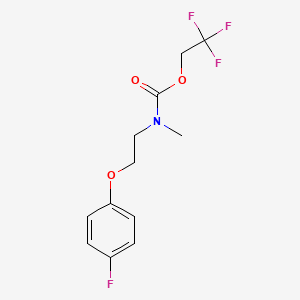 molecular formula C12H13F4NO3 B1375255 2,2,2-trifluoroethyl N-[2-(4-fluorophenoxy)ethyl]-N-methylcarbamate CAS No. 1483729-97-0