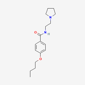 molecular formula C17H26N2O2 B13752569 Benzamide, 4-butoxy-N-(2-(pyrrolidinyl)ethyl)- CAS No. 73664-74-1