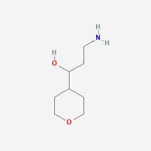 molecular formula C8H17NO2 B1375267 3-Amino-1-(oxan-4-yl)propan-1-ol CAS No. 1504397-37-8