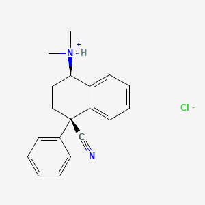 molecular formula C19H21ClN2 B13752778 cis-1,2,3,4-Tetrahydro-4-cyano-1-dimethylamino-4-phenylnaphthalene hydrochloride CAS No. 52454-09-8