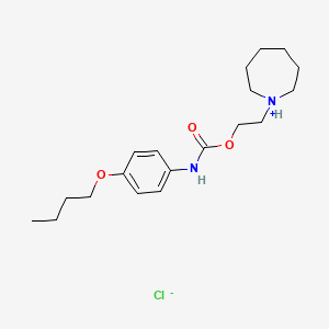 molecular formula C19H31ClN2O3 B13752789 Carbanilic acid, p-butoxy-, 2-(hexahydro-1H-azepin-1-yl)ethyl ester, hydrochloride CAS No. 60558-10-3