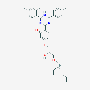 molecular formula C36H45N3O4 B137528 Phenol, 2-[4,6-bis(2,4-dimethylphenyl)-1,3,5-triazin-2-yl]-5-[3-[(2-ethylhexyl)oxy]-2-hydroxypropoxy]- CAS No. 137658-79-8