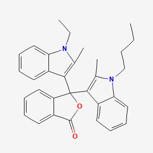 molecular formula C32H32N2O2 B13752801 1(3H)-Isobenzofuranone, 3-(1-butyl-2-methyl-1H-indol-3-yl)-3-(1-ethyl-2-methyl-1H-indol-3-yl)- CAS No. 71215-85-5