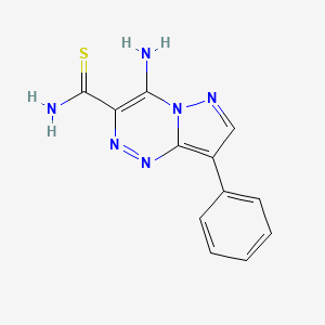 molecular formula C12H10N6S B1375290 4-Amino-8-phenylpyrazolo[5,1-c][1,2,4]triazine-3-carbothioamide CAS No. 1374509-52-0