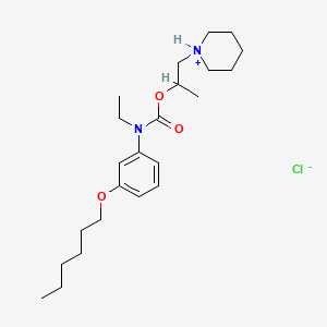molecular formula C23H39ClN2O3 B13752928 Carbanilic acid, N-ethyl-m-(hexyloxy)-, 1-methyl-2-piperidinoethyl ester, monohydrochloride CAS No. 52205-55-7