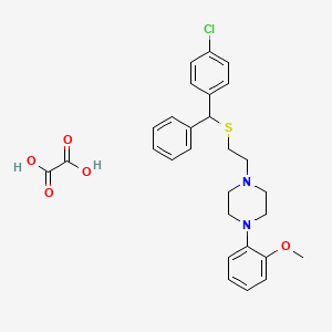 molecular formula C28H31ClN2O5S B13752980 1-(2-(alpha-(p-Chlorophenyl)benzylthio)ethyl)-4-(o-methoxyphenyl)piperazine oxalate CAS No. 96956-76-2