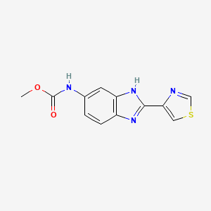 molecular formula C12H10N4O2S B13752983 5-Benzimidazolecarbamic acid, 2-(4-thiazolyl)-, methyl ester CAS No. 27146-15-2