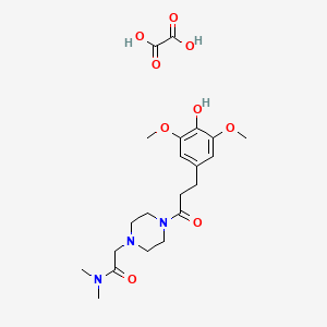 molecular formula C21H31N3O9 B13753020 1-Piperazineacetamide, 4-((3,5-dimethoxy-4-hydroxy)dihydrocinnamoyl)-N,N-dimethyl-, oxalate CAS No. 58493-19-9