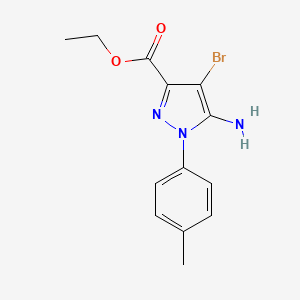molecular formula C13H14BrN3O2 B13753060 5-Amino-4-bromo-1-p-tolyl-1H-pyrazole-3-carboxylic acid ethyl ester 