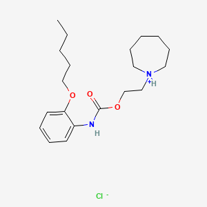 molecular formula C20H33ClN2O3 B13753227 Carbanilic acid, o-(pentyloxy)-, 2-(hexahydro-1H-azepin-1-yl)ethyl ester, hydrochloride CAS No. 60558-11-4