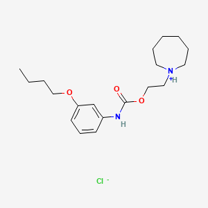 molecular formula C19H31ClN2O3 B13753250 Carbanilic acid, m-butoxy-, 2-(hexahydro-1H-azepin-1-yl)ethyl ester, hydrochloride CAS No. 60558-09-0
