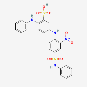molecular formula C24H20N4O7S2 B13753295 Benzenesulfonic acid, 5-((2-nitro-4-((phenylamino)sulfonyl)phenyl)amino)-2-(phenylamino)- CAS No. 72829-29-9