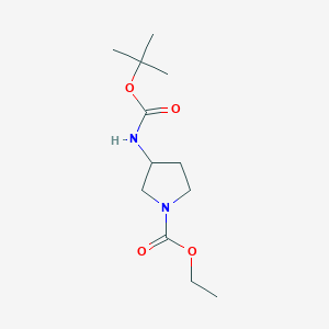 molecular formula C12H22N2O4 B1375333 Ethyl 3-{[(tert-butoxy)carbonyl]amino}pyrrolidine-1-carboxylate CAS No. 1803598-73-3