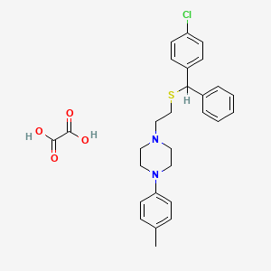 molecular formula C28H31ClN2O4S B13753368 1-(2-(alpha-(p-Chlorophenyl)benzylthio)ethyl)-4-(p-tolyl)piperazine oxalate CAS No. 23905-05-7