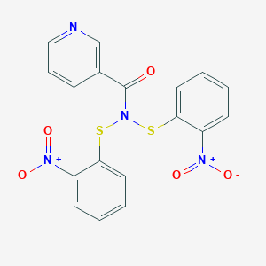 molecular formula C18H12N4O5S2 B13753381 N-Nicotinoyl-bis(2-nitrobenzenesulfenyl)amine 