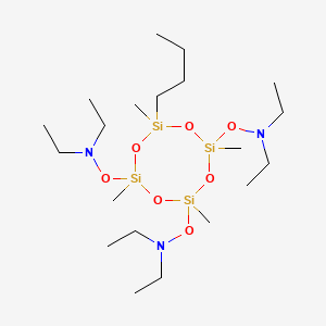 molecular formula C20H51N3O7Si4 B13753389 Ethanamine, N,N',N''-[(8-butyl-2,4,6,8-tetramethylcyclotetrasiloxane-2,4,6-triyl)tris(oxy)]tris[N-ethyl- CAS No. 22803-29-8