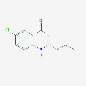 molecular formula C13H14ClNO B13753421 6-Chloro-8-methyl-2-propylquinolin-4(1H)-one CAS No. 1070880-12-4