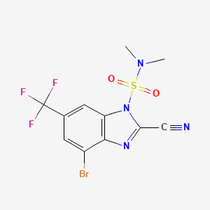 molecular formula C11H8BrF3N4O2S B13753484 4-Bromo-2-cyano-n,n-dimethyl-6-(trifluoromethyl)-1h-benzimidazole-1-sulfonamide CAS No. 113170-74-4