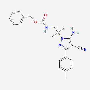 molecular formula C23H25N5O2 B1375349 Benzyl (2-(5-amino-4-cyano-3-(p-tolyl)-1H-pyrazol-1-yl)-2-methylpropyl)carbamate CAS No. 1354825-87-8