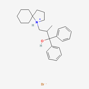 molecular formula C25H34BrNO B13753570 1-Azaspiro(4,5)decane-1-propanol, beta-methyl-alpha,alpha-diphenyl-, hydrobromide CAS No. 22794-21-4
