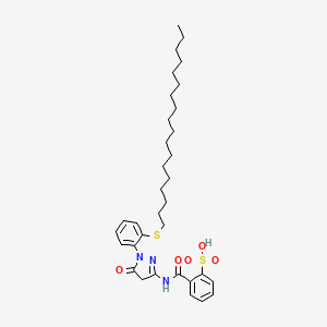 molecular formula C34H49N3O5S2 B13753578 o-(((4,5-Dihydro-1-(2-(octadecylthio)phenyl)-5-oxo-1H-pyrazol-3-yl)amino)carbonyl)benzenesulphonic acid CAS No. 2566-86-1
