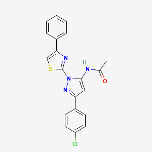 molecular formula C20H15ClN4OS B13753633 Acetamide, N-(3-(4-chlorophenyl)-1-(4-phenyl-2-thiazolyl)-1H-pyrazol-5-yl)- CAS No. 74101-28-3