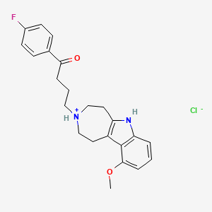 molecular formula C23H26ClFN2O2 B13753685 Butyrophenone, 4'-fluoro-4-(10-methoxy-1,4,5,6-tetrahydroazepino(4,5-b)indol-3(2H)-yl)-, hydrochloride CAS No. 23901-26-0