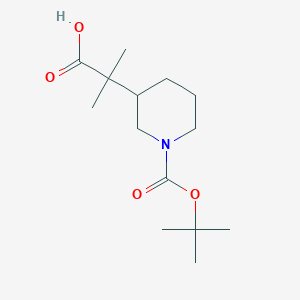 molecular formula C14H25NO4 B1375370 2-{1-[(Tert-butoxy)carbonyl]piperidin-3-yl}-2-methylpropanoic acid CAS No. 1427379-03-0