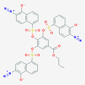 molecular formula C40H24N6O14S3 B13753700 Benzoic acid, 3,4,5-tris[[(6-diazo-5,6-dihydro-5-oxo-1-naphthalenyl)sulfonyl]oxy]-, propyl ester CAS No. 73003-79-9