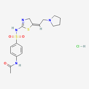 molecular formula C17H23ClN4O3S2 B13753722 Acetamide, N-(4-(((5-(2-(1-pyrrolidinyl)ethylidene)-4,5-dihydro-2-thiazolyl)amino)sulfonyl)phenyl)-, monohydrochloride CAS No. 71933-34-1