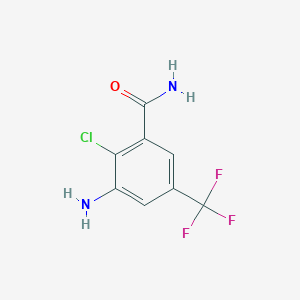 molecular formula C8H6ClF3N2O B13753797 3-Amino-2-chloro-5-(trifluoromethyl)benzamide 