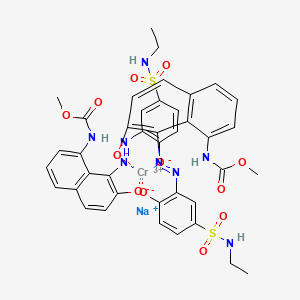 molecular formula C40H36CrN8NaO12S2 B13753803 Sodium;chromium(3+);1-[[5-(ethylsulfamoyl)-2-oxidophenyl]diazenyl]-8-(methoxycarbonylamino)naphthalen-2-olate 