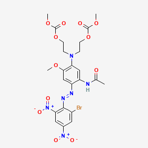 molecular formula C23H25BrN6O12 B13753829 2,4,10-Trioxa-7-azaundecan-11-oic acid, 7-[5-(acetylamino)-4-[(2-bromo-4,6-dinitrophenyl)azo]-2-methoxyphenyl]-3-oxo-, methyl ester CAS No. 23422-33-5
