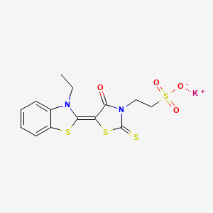 molecular formula C14H13KN2O4S4 B13753835 3-Thiazolidineethanesulfonic acid, 5-(3-ethyl-2(3H)-benzothiazolylidene)-4-oxo-2-thioxo-, potassium salt CAS No. 63123-22-8