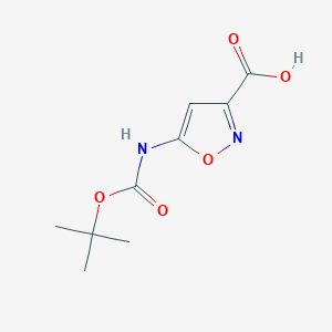 molecular formula C9H12N2O5 B1375400 5-((tert-Butoxycarbonyl)amino)isoxazole-3-carboxylic acid CAS No. 1258503-55-7