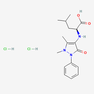 molecular formula C17H25Cl2N3O3 B13754070 L-Leucine, N-(2,3-dihydro-1,5-dimethyl-3-oxo-2-phenyl-1H-pyrazol-4-yl)-, dihydrochloride CAS No. 57533-05-8