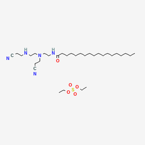 molecular formula C32H63N5O5S B13754078 N-Stearoyl-N',N''-di(2-cyanoethyl)diethylenetriamine, diethyl sulfate salt CAS No. 70682-68-7