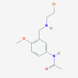 molecular formula C12H17BrN2O2 B13754090 Acetamide, N-(3-(((2-bromoethyl)amino)methyl)-4-methoxyphenyl)- CAS No. 56266-62-7