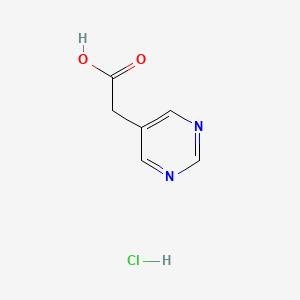 molecular formula C6H7ClN2O2 B1375417 2-(Pyrimidin-5-yl)acetic acid hydrochloride CAS No. 1222199-29-2