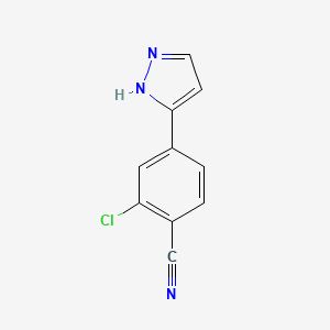 molecular formula C10H6ClN3 B1375429 2-chloro-4-(1H-pyrazol-5-yl)benzonitrile CAS No. 1297537-37-1